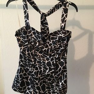 Small Black and white silk halter top